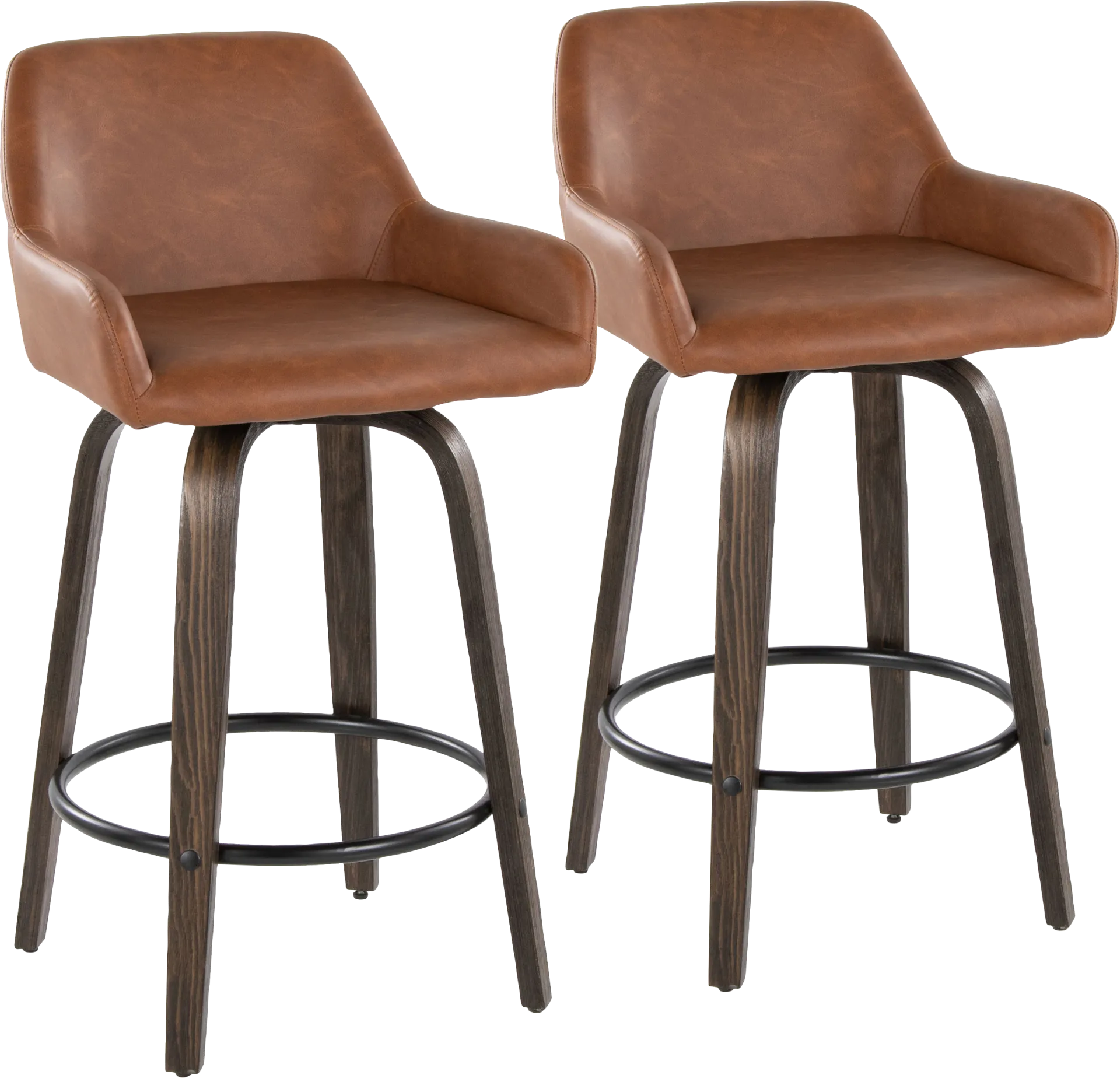 Rimcrest VII Camel Swivel Counter Height Stool, Set of 2 - Image 1