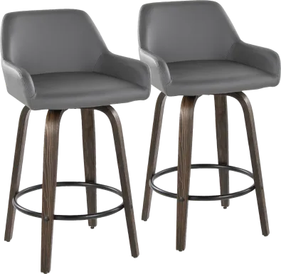 Rimcrest VII Gray Swivel Counter Height Stool, Set of 2