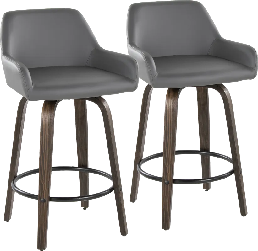 Rimcrest VII Gray Swivel Counter Height Stool, Set of 2