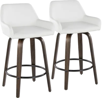 Rimcrest VII White Swivel Barstool, Set of 2