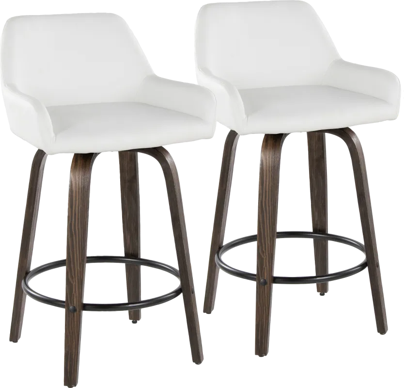 Rimcrest VII White Swivel Barstool, Set of 2