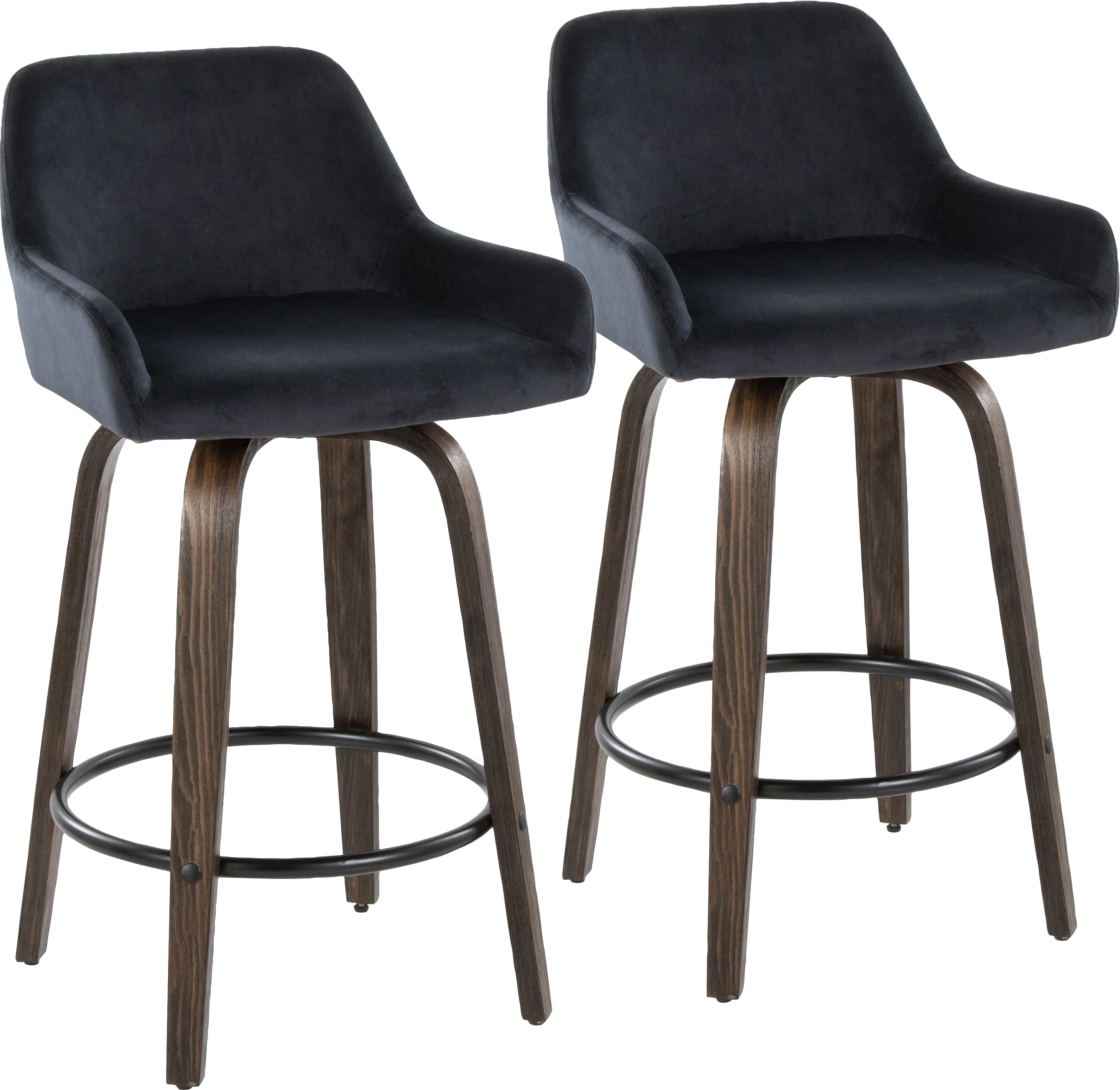Rimcrest VII Black Swivel Counter Height Stool, Set of 2