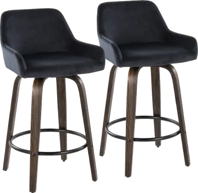 Rimcrest VII Black Swivel Counter Height Stool, Set of 2