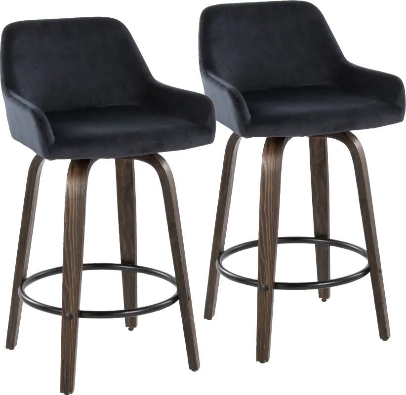Rimcrest VII Black Swivel Counter Height Stool, Set of 2