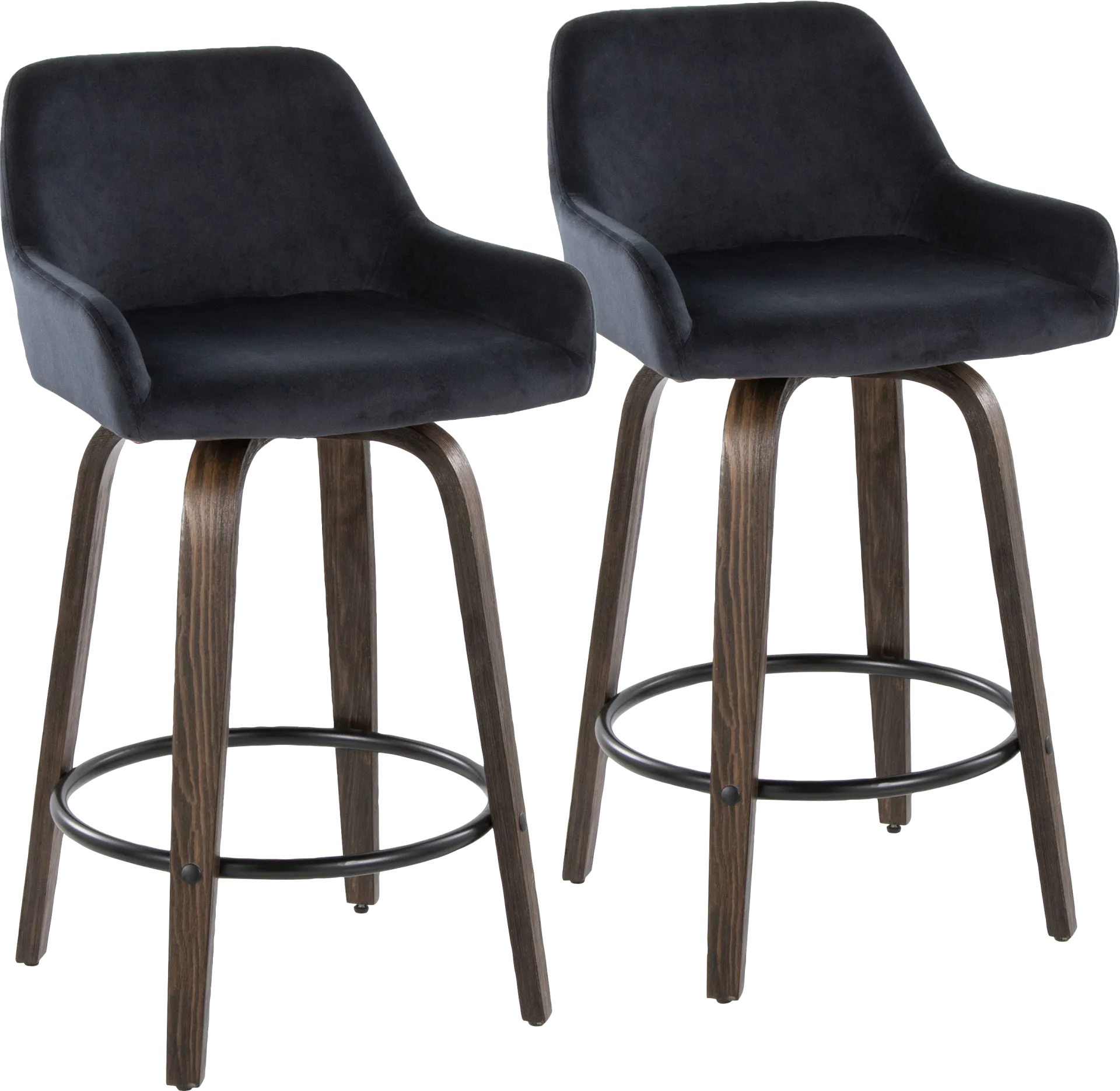 Rimcrest VII Black Swivel Counter Height Stool, Set of 2 - Image 1