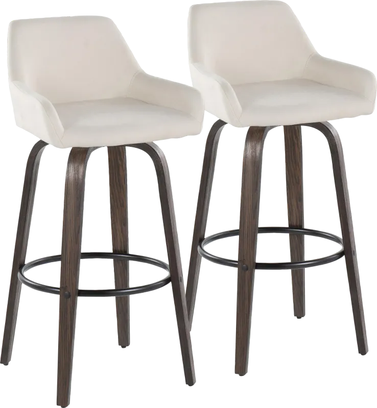 Rimcrest VII White Swivel Barstool, Set of 2