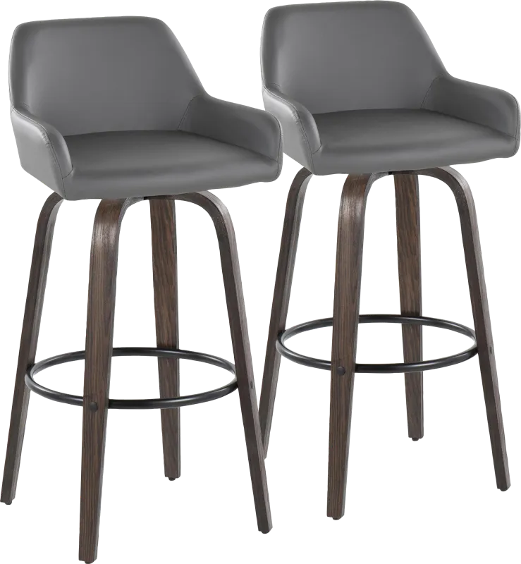 Rimcrest VII Gray Swivel Barstool, Set of 2