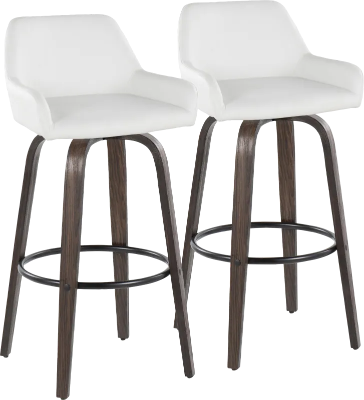 Rimcrest VII White Swivel Barstool, Set of 2