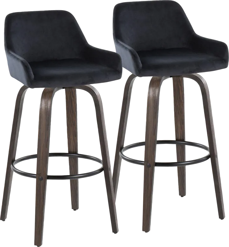Rimcrest VII Black Swivel Barstool, Set of 2
