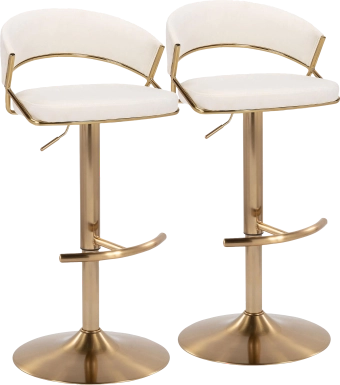 Harborson II Cream Adjustable Swivel Barstool, Set of 2