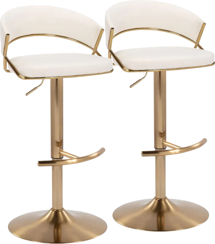 Harborson II Cream Adjustable Swivel Barstool, Set of 2
