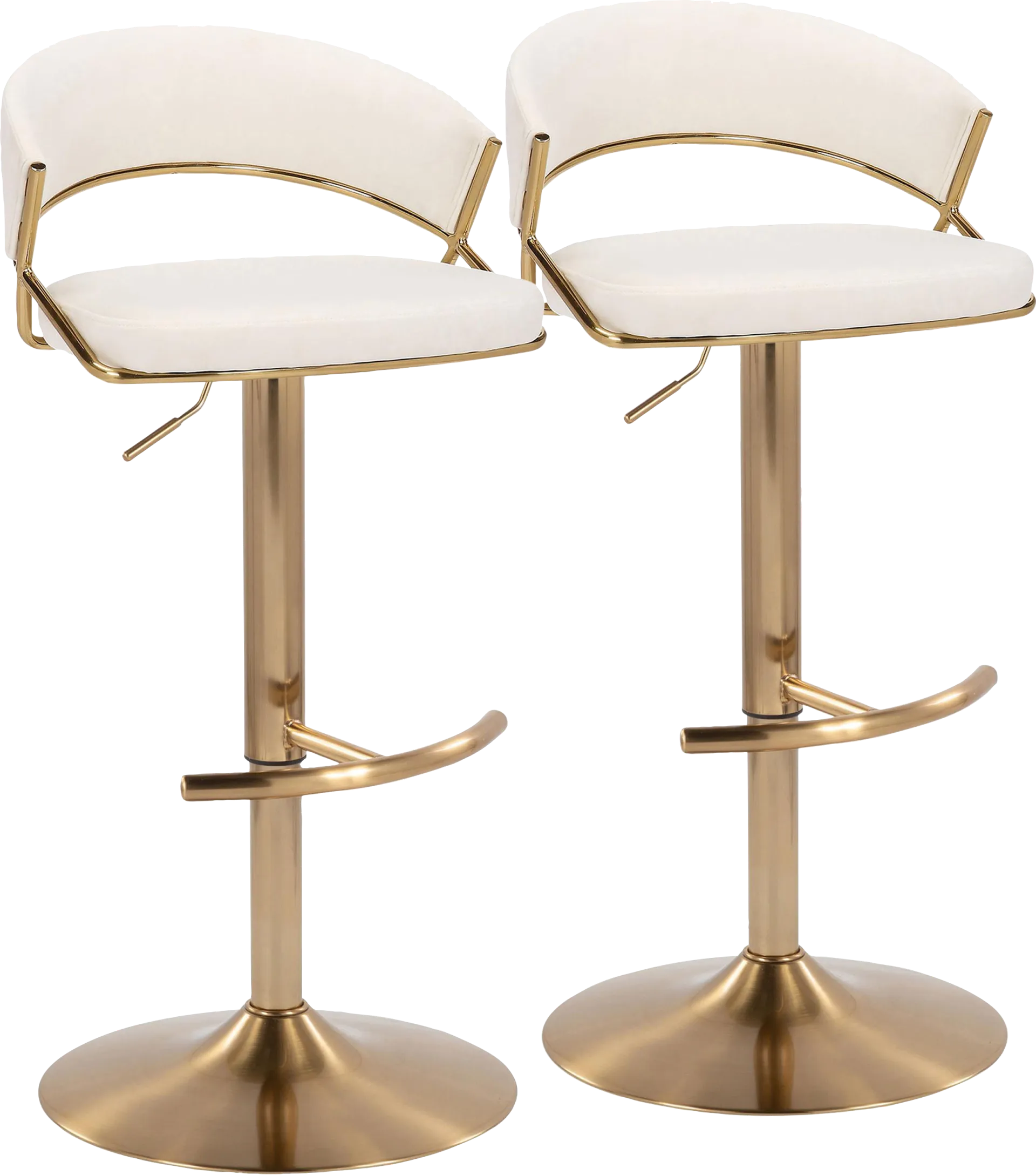 Harborson II Cream Adjustable Swivel Barstool, Set of 2 - Image 1