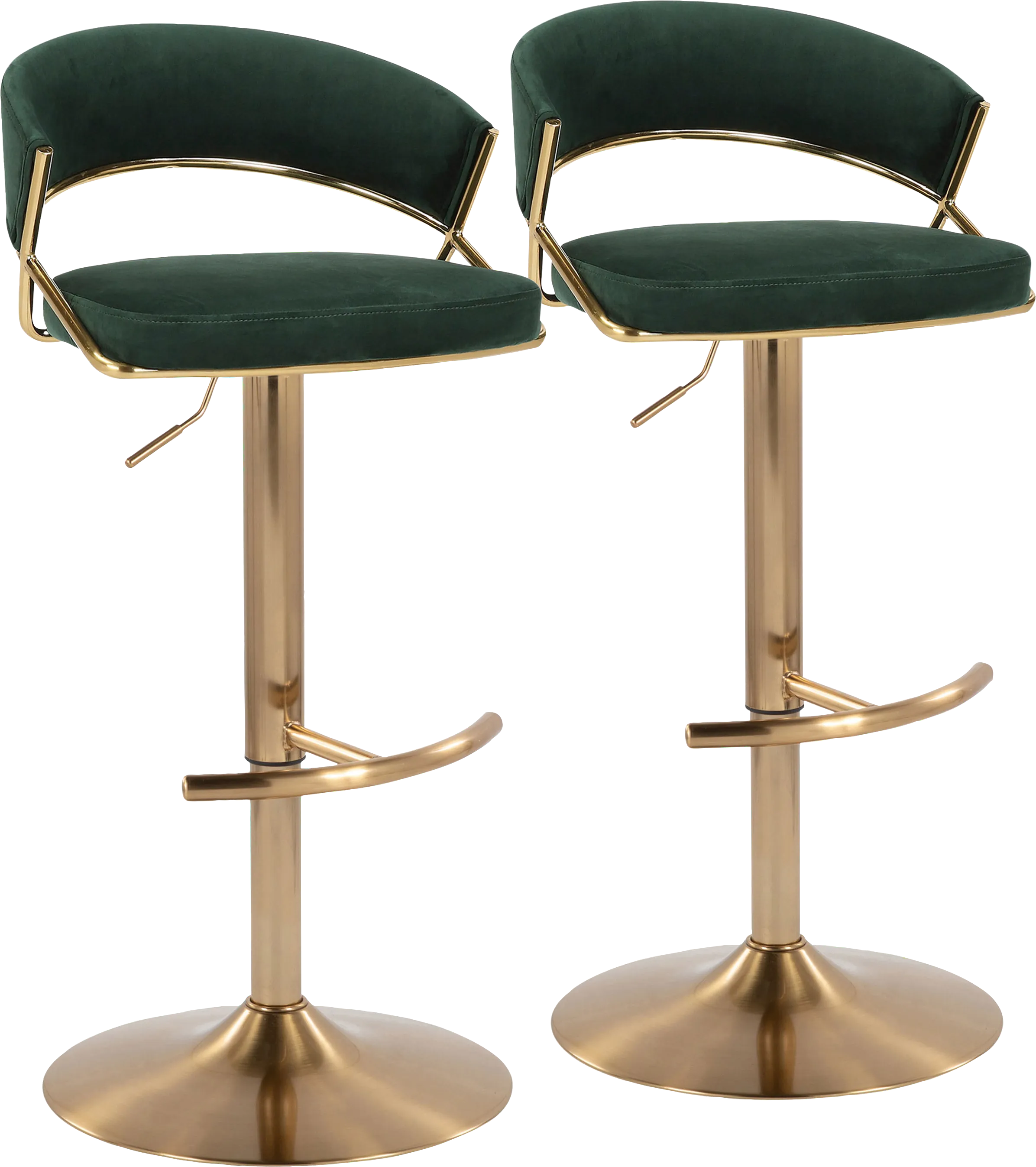 Harborson II Green Adjustable Swivel Barstool, Set of 2 - Thumbnail - Image 1