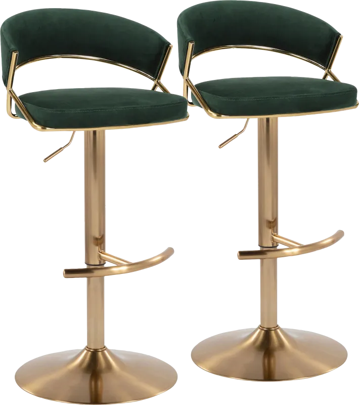 Harborson II Green Adjustable Swivel Barstool, Set of 2