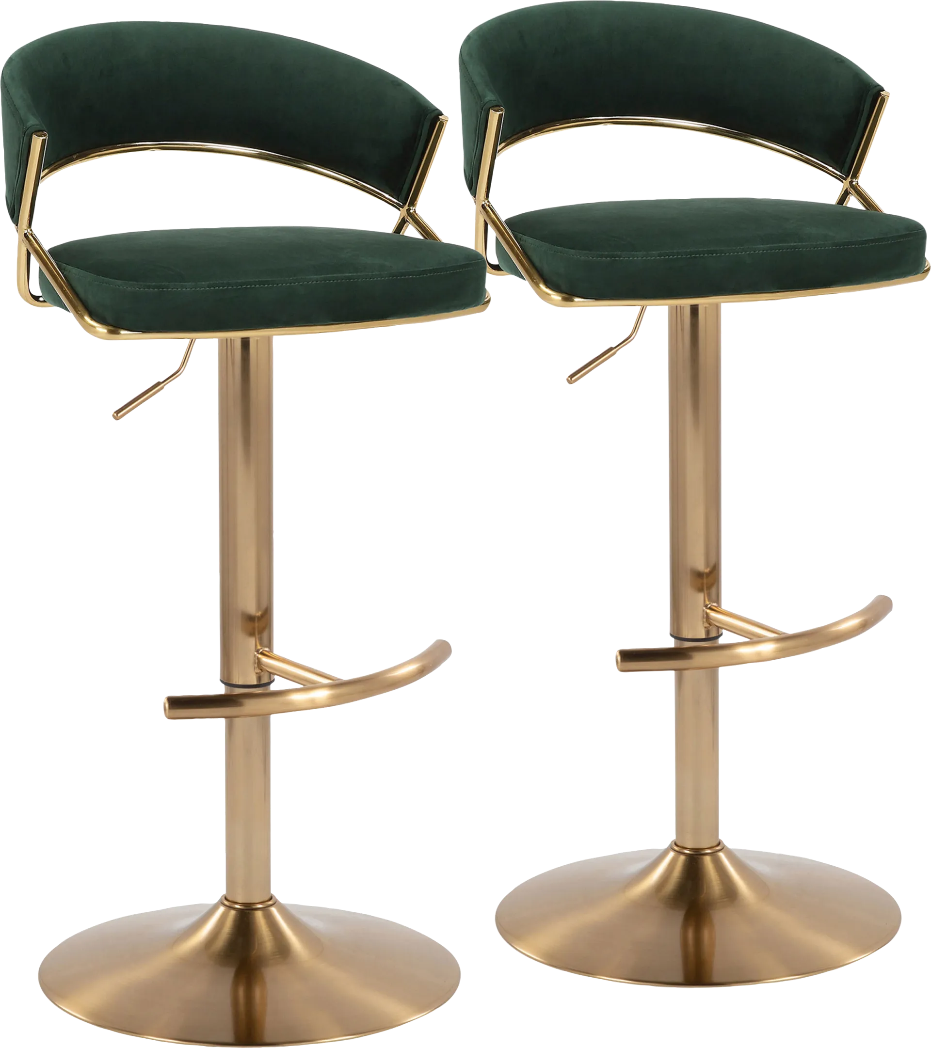 Harborson II Green Adjustable Swivel Barstool, Set of 2 - Image 1