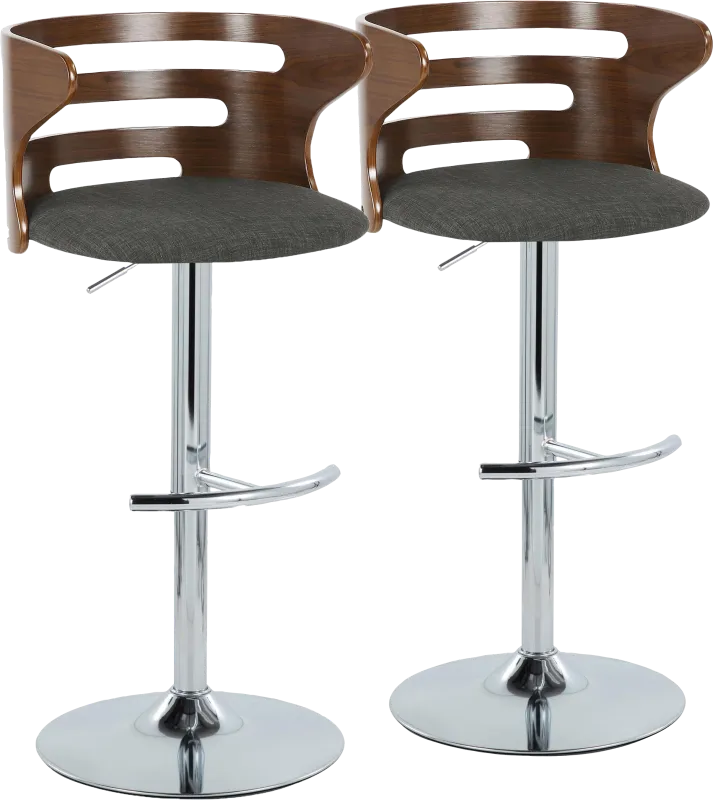 Wincanton I Charcoal Adjustable Swivel Barstool, Set of 2