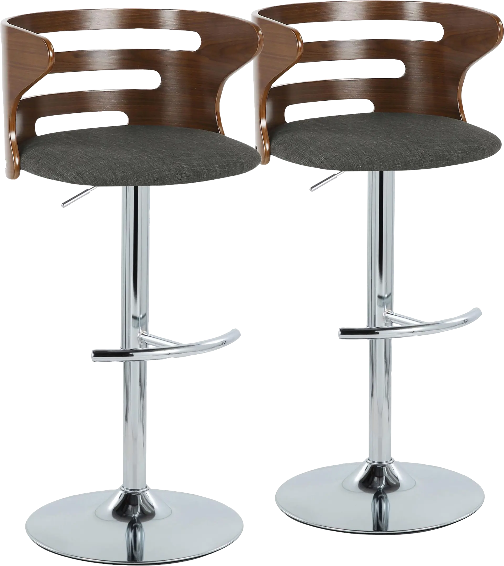 Wincanton I Charcoal Adjustable Swivel Barstool, Set of 2