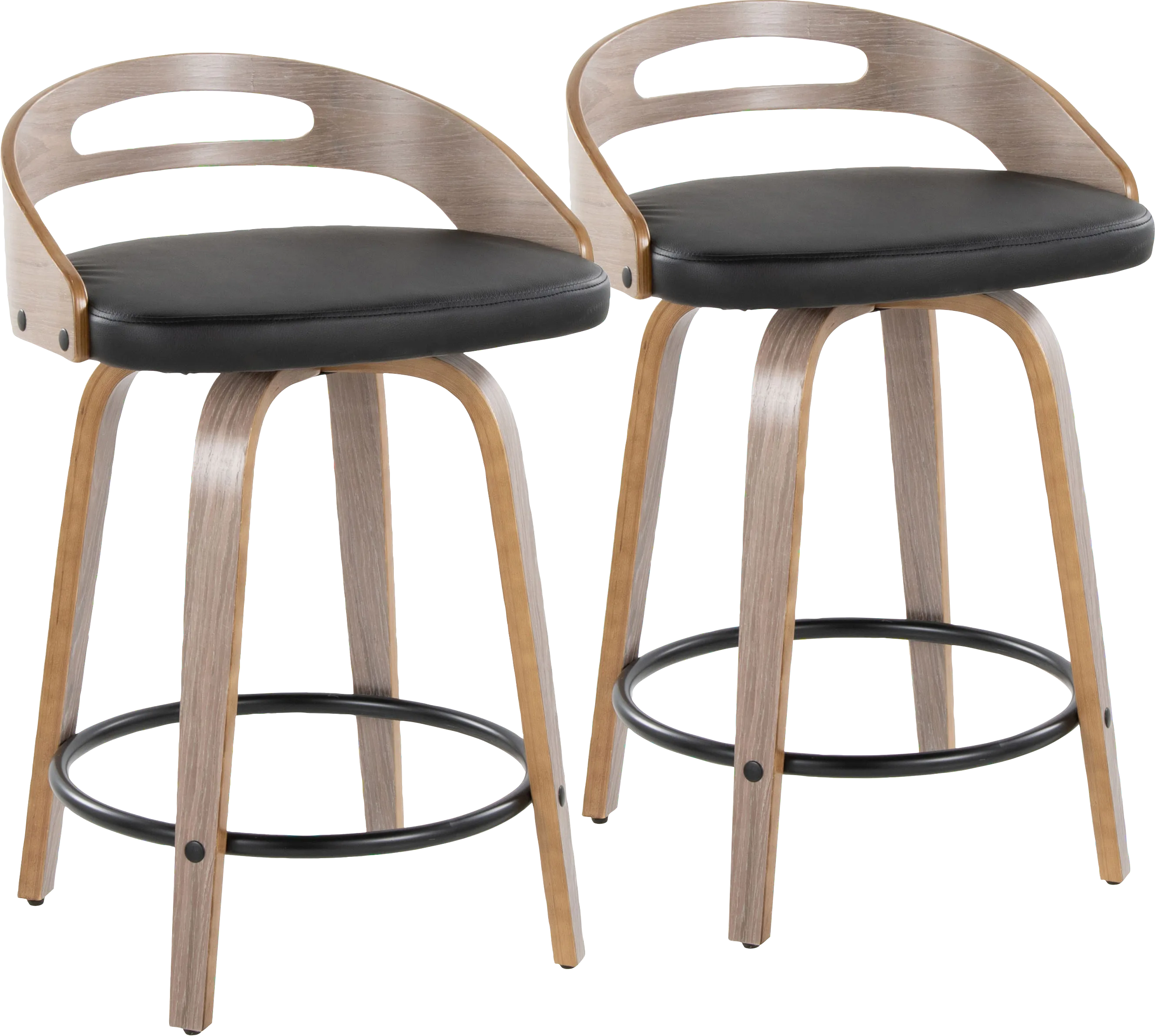 Congreve II Black Swivel Counter Height Stool, Set of 2 - Thumbnail - Image 1