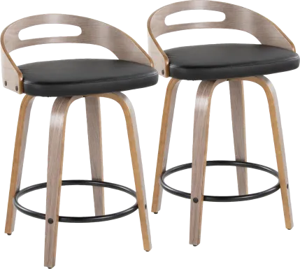 Congreve II Black Swivel Counter Height Stool, Set of 2