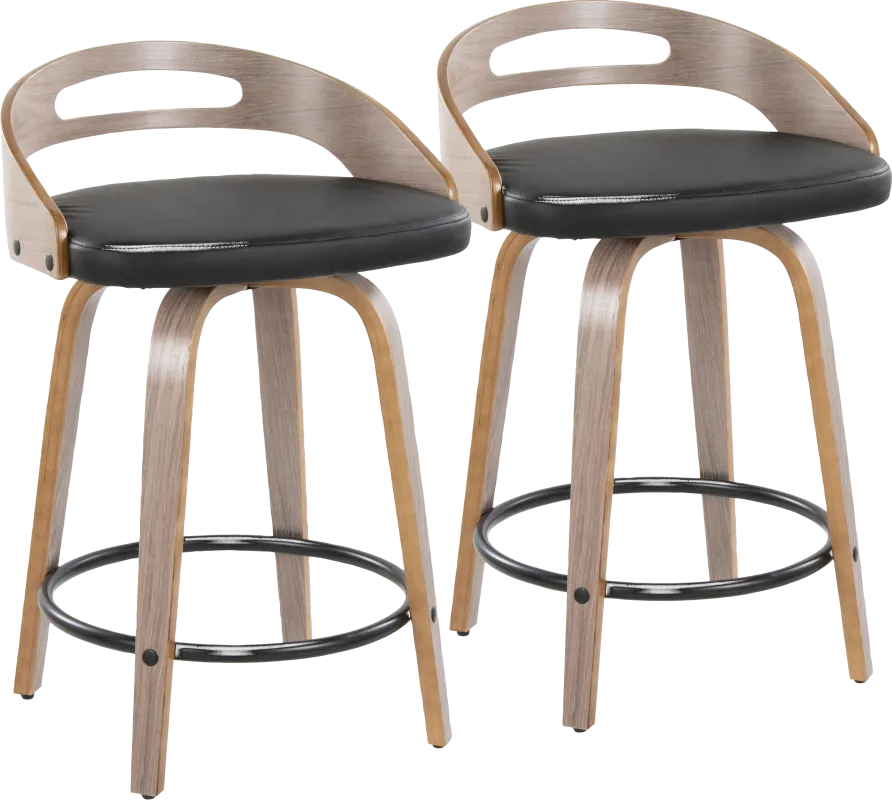 Congreve II Black Swivel Counter Height Stool, Set of 2