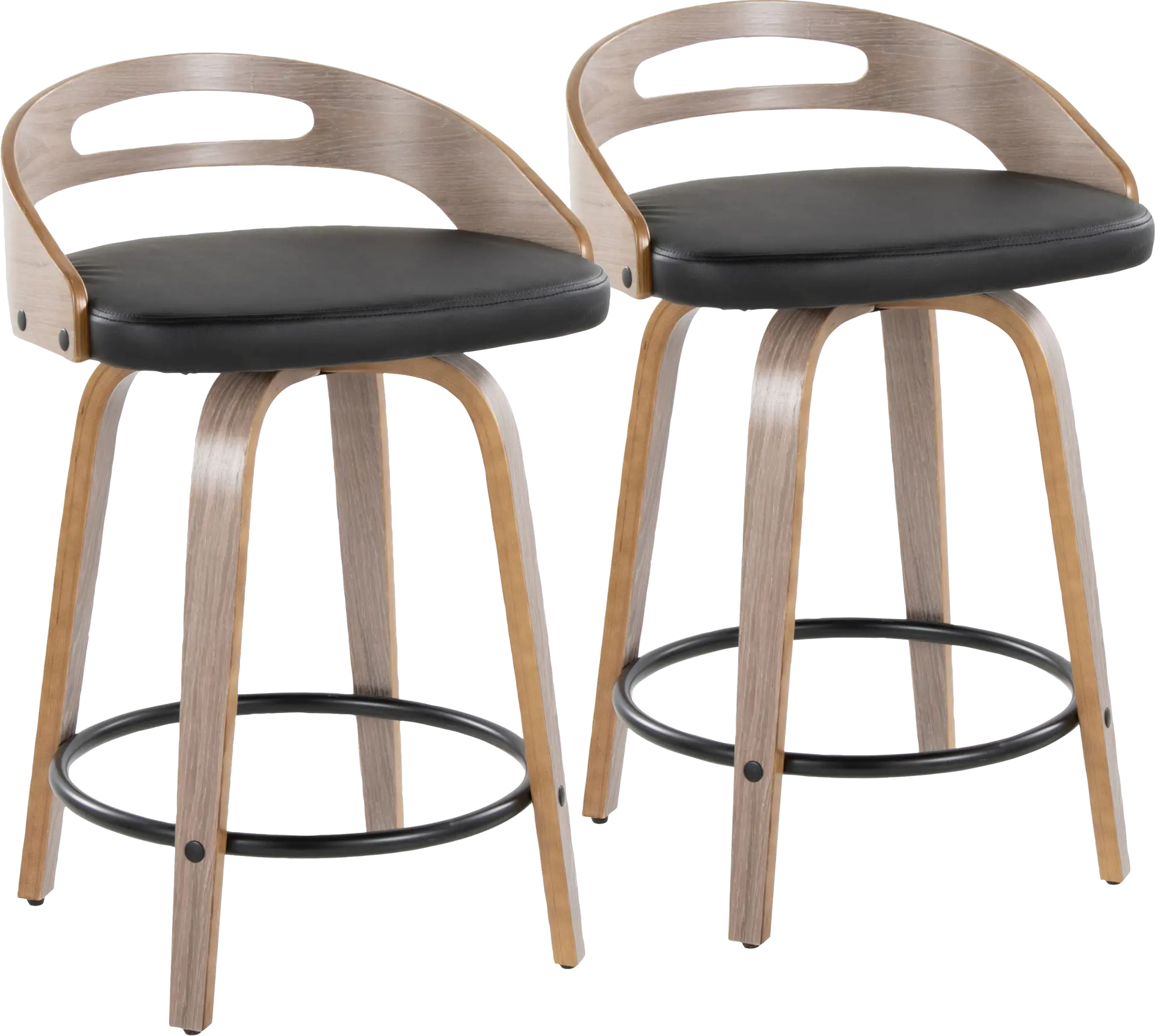 Congreve II Black Swivel Counter Height Stool, Set of 2