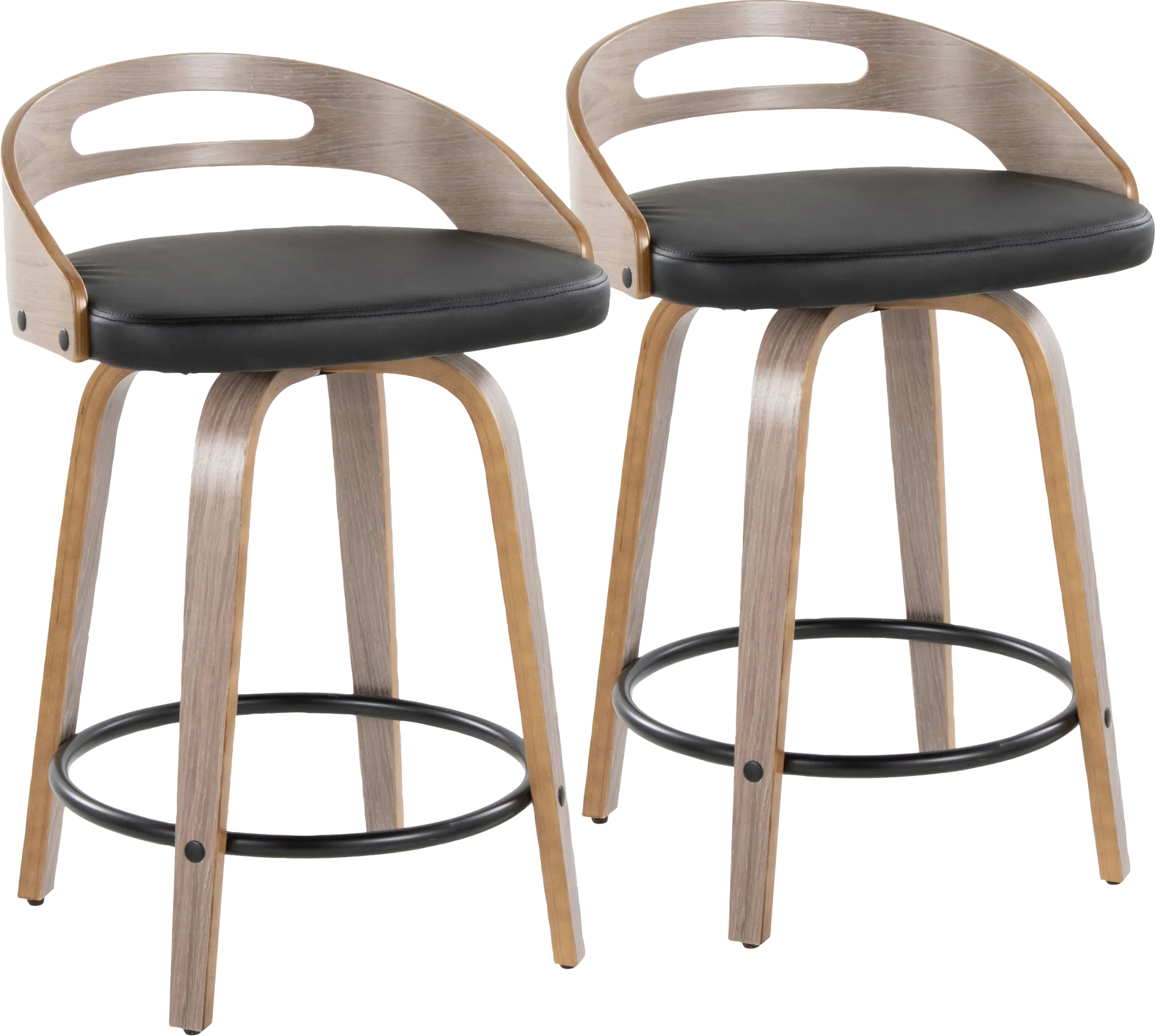 Congreve II Black Swivel Counter Height Stool, Set of 2 - Image 1