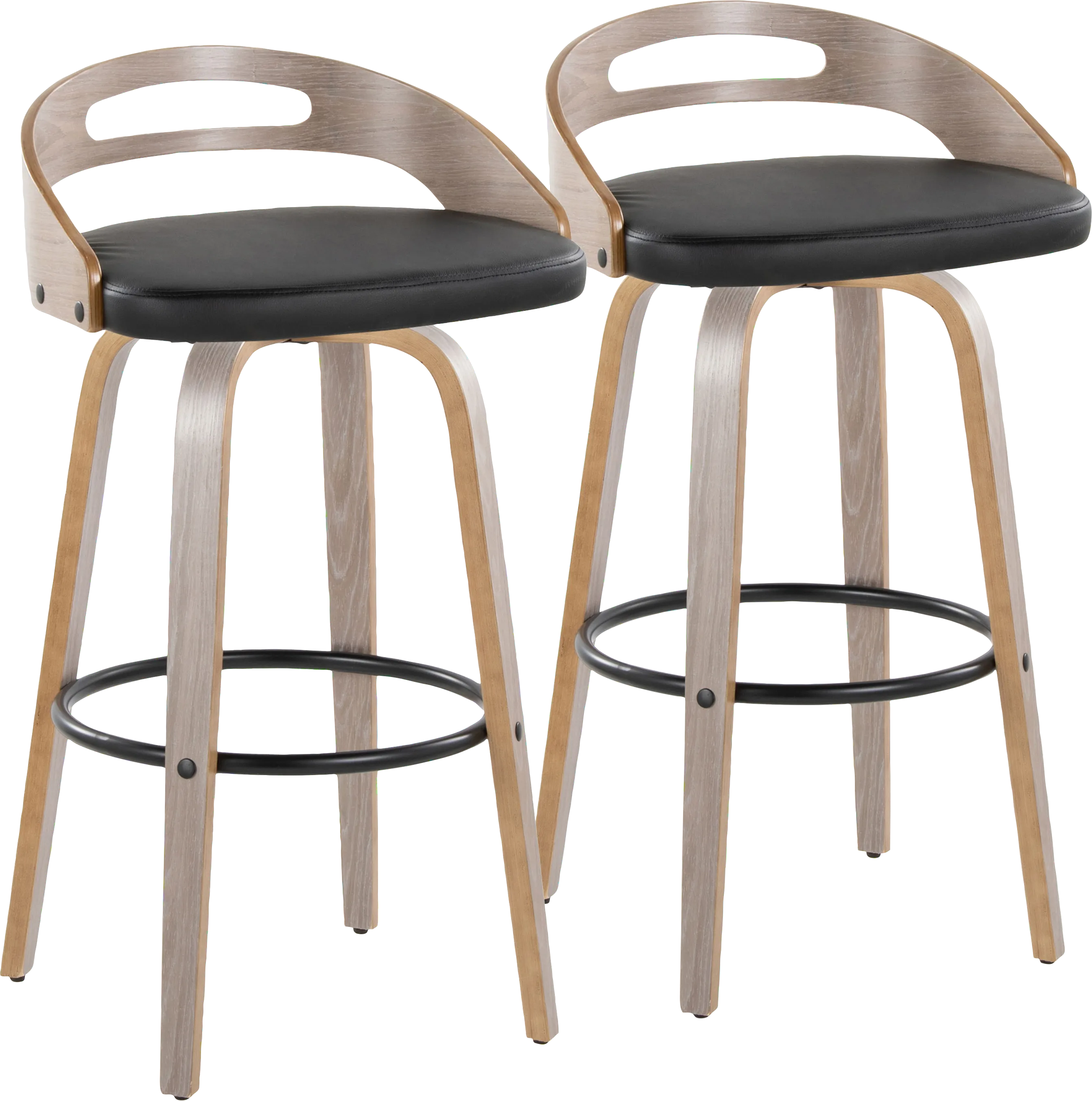 Congreve II Black Swivel Barstool, Set of 2 - Thumbnail - Image 1