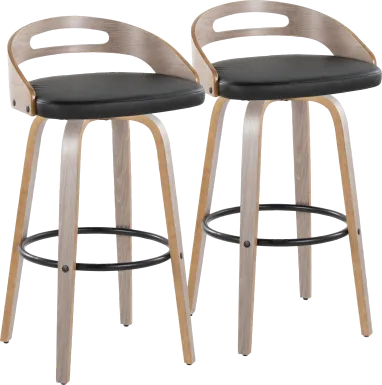 Congreve II Black Swivel Barstool, Set of 2
