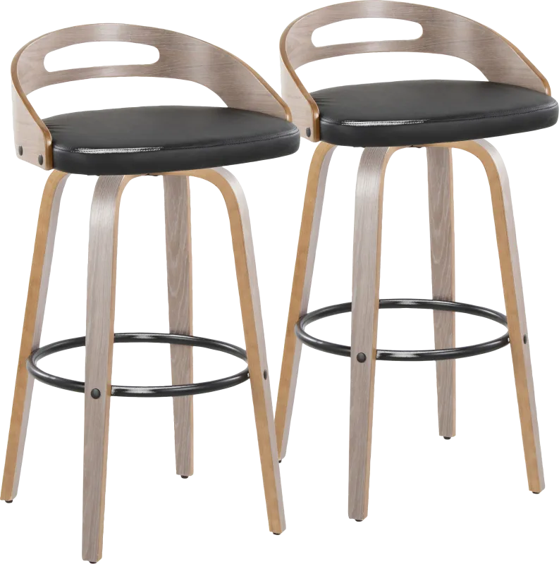 Congreve II Black Swivel Barstool, Set of 2