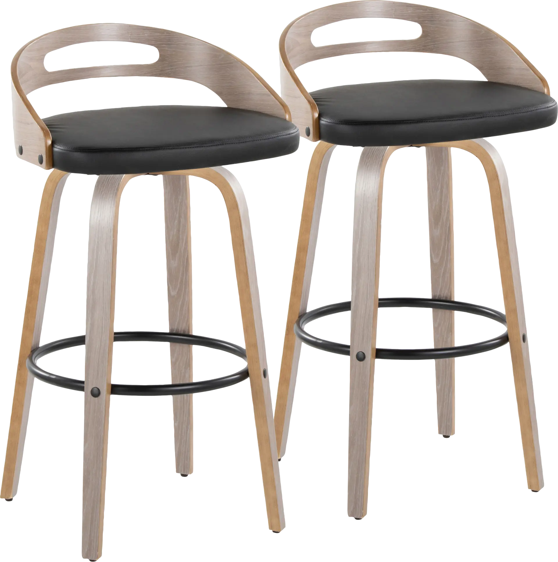 Congreve II Black Swivel Barstool, Set of 2
