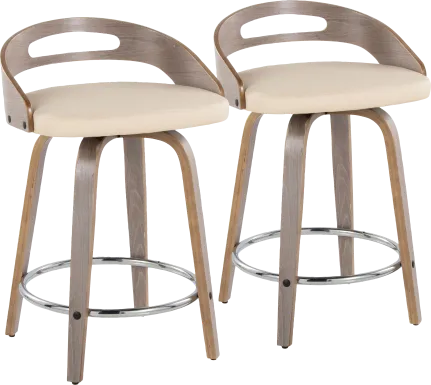 Congreve III Cream Swivel Counter Height Stool, Set of 2