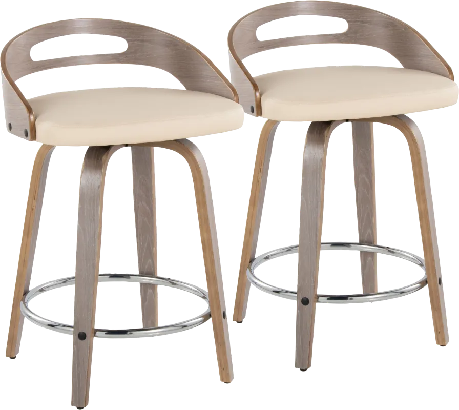 Congreve III Cream Swivel Counter Height Stool, Set of 2