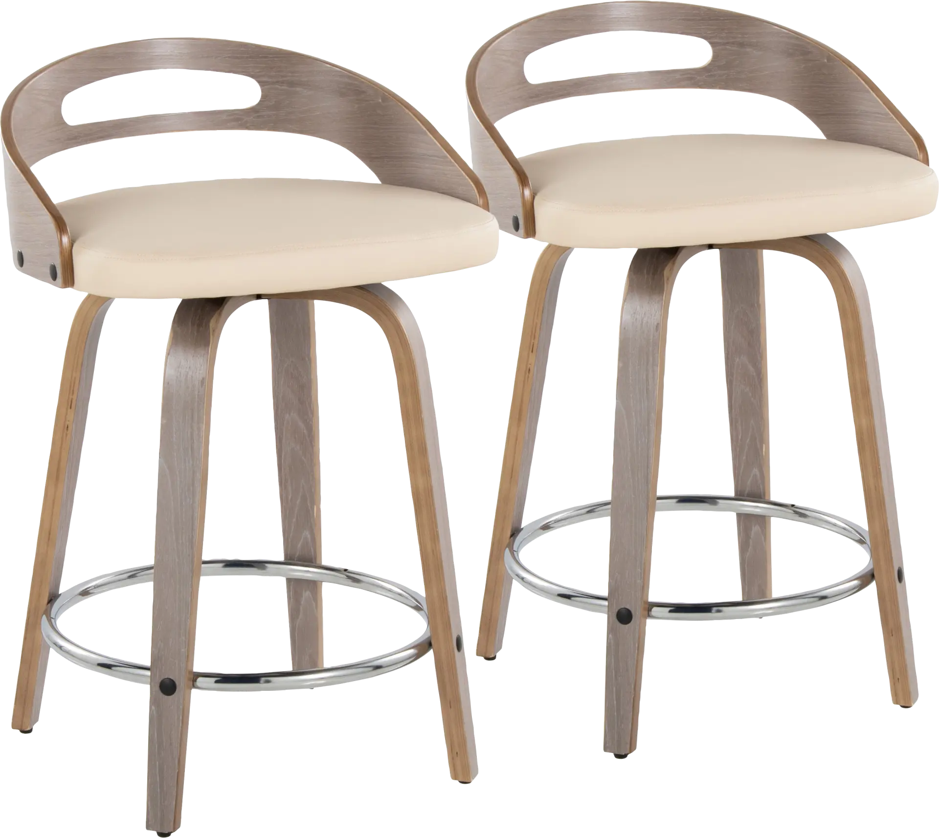 Congreve III Cream Swivel Counter Height Stool, Set of 2