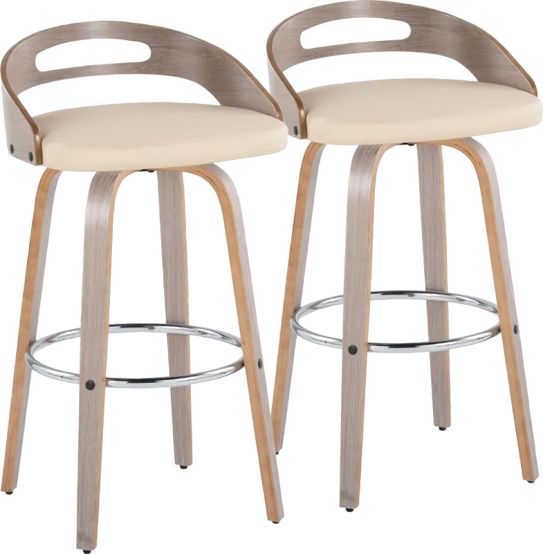 Congreve III Cream Swivel Barstool, Set of 2