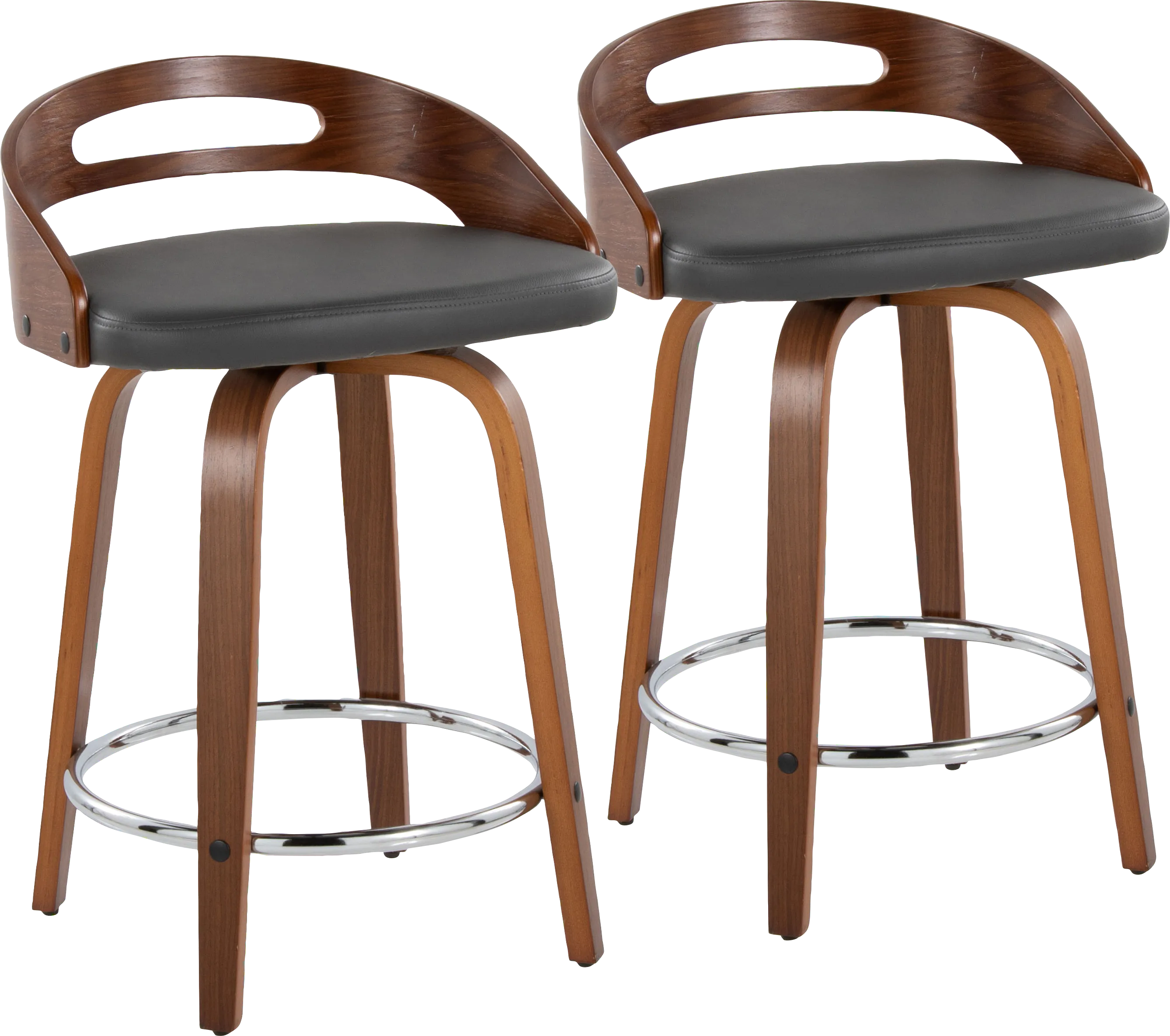 Congreve V Gray Swivel Counter Height Stool, Set of 2 - Thumbnail - Image 1