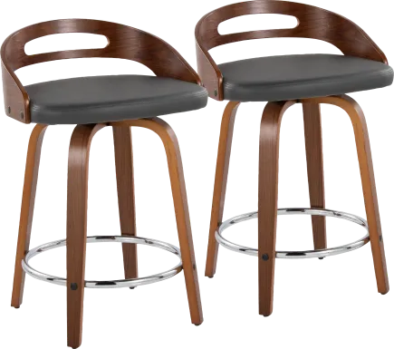 Congreve V Gray Swivel Counter Height Stool, Set of 2