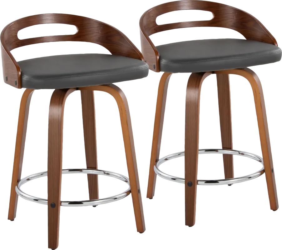 Congreve V Gray Swivel Counter Height Stool, Set of 2
