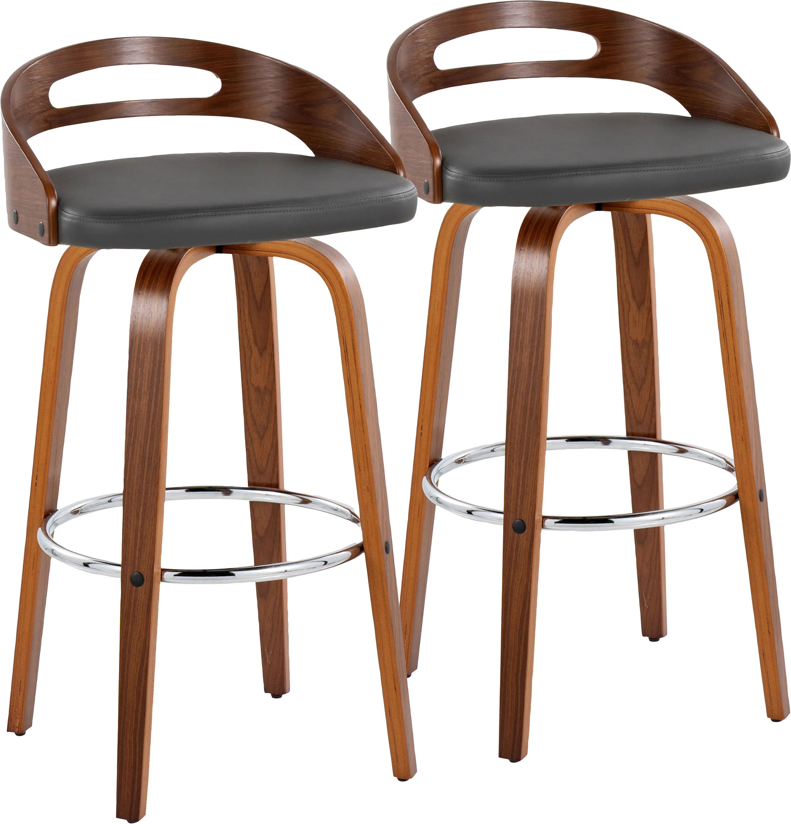 Congreve V Gray Swivel Barstool, Set of 2