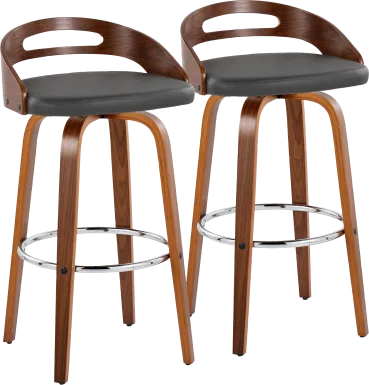 Congreve V Gray Swivel Barstool, Set of 2