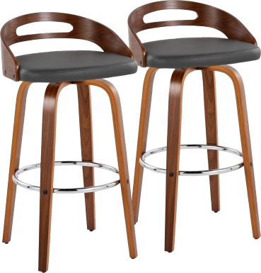 Congreve V Gray Swivel Barstool, Set of 2
