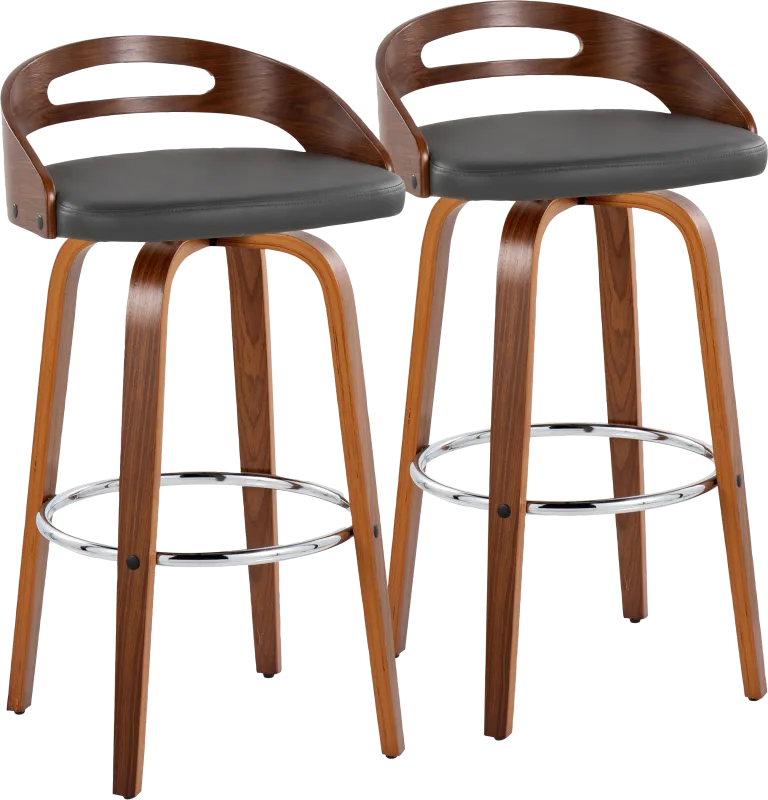Congreve V Gray Swivel Barstool, Set of 2