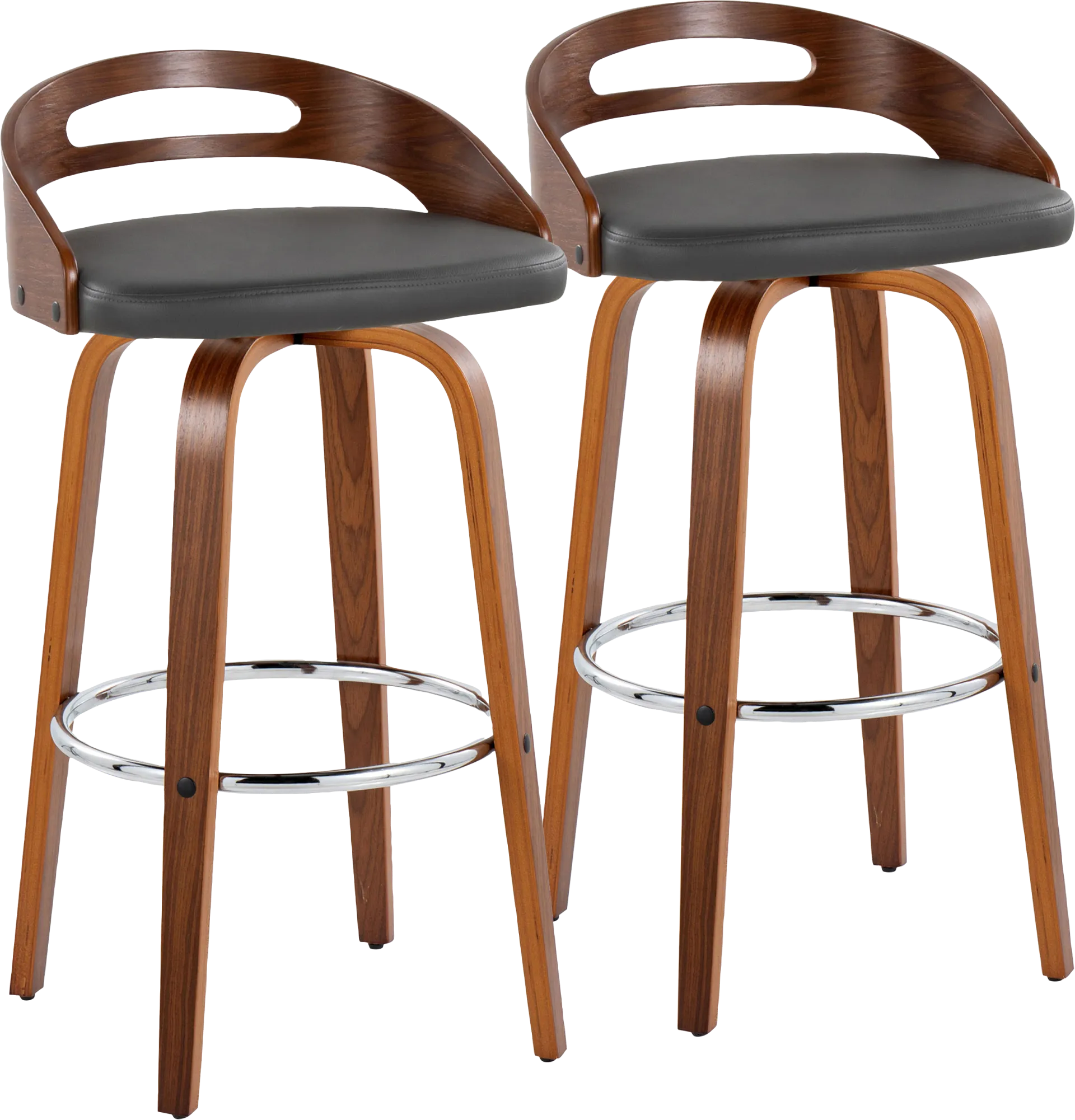 Congreve V Gray Swivel Barstool, Set of 2 - Image 1