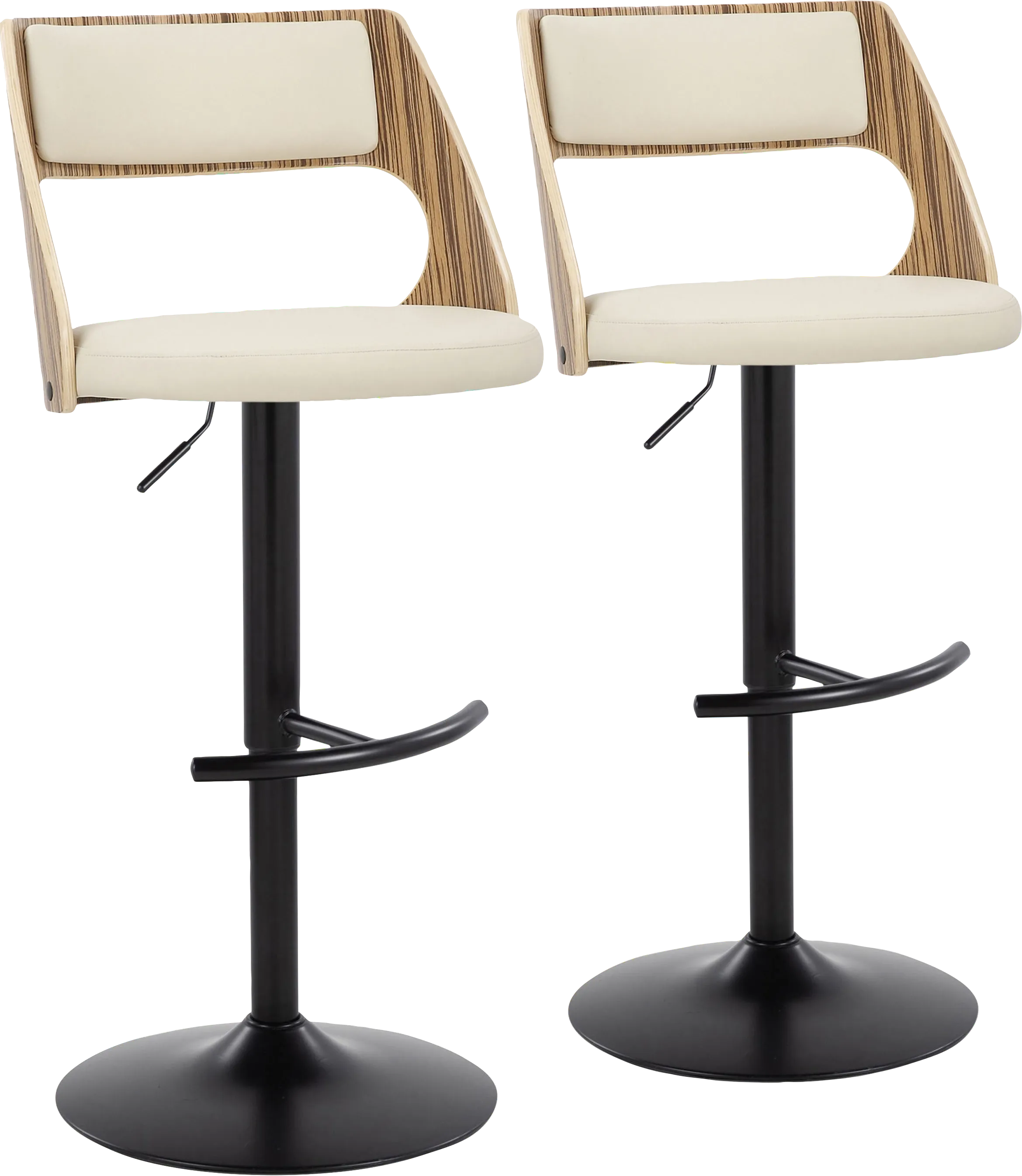 Woodstead II Cream Adjustable Swivel Barstool, Set of 2
