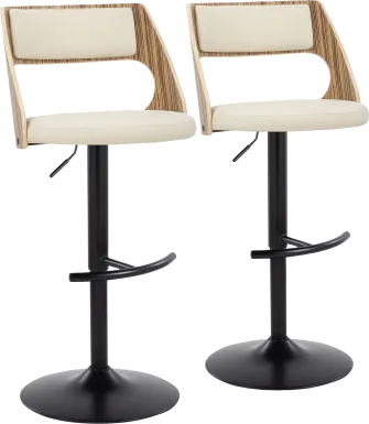 Woodstead II Cream Adjustable Swivel Barstool, Set of 2
