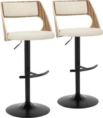 Woodstead II Cream Adjustable Swivel Barstool, Set of 2