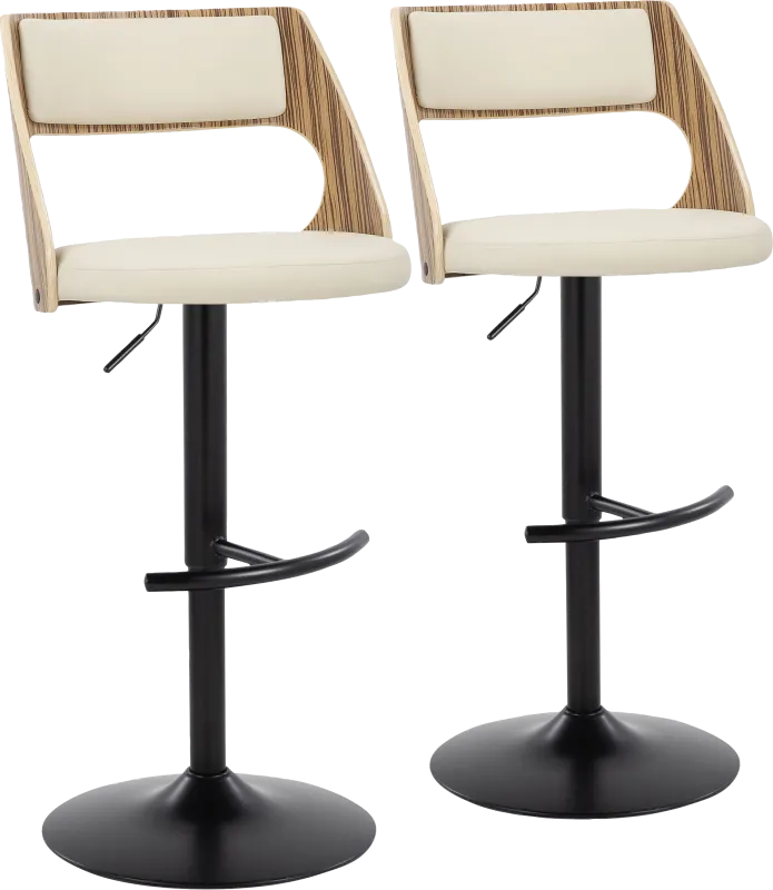 Woodstead II Cream Adjustable Swivel Barstool, Set of 2