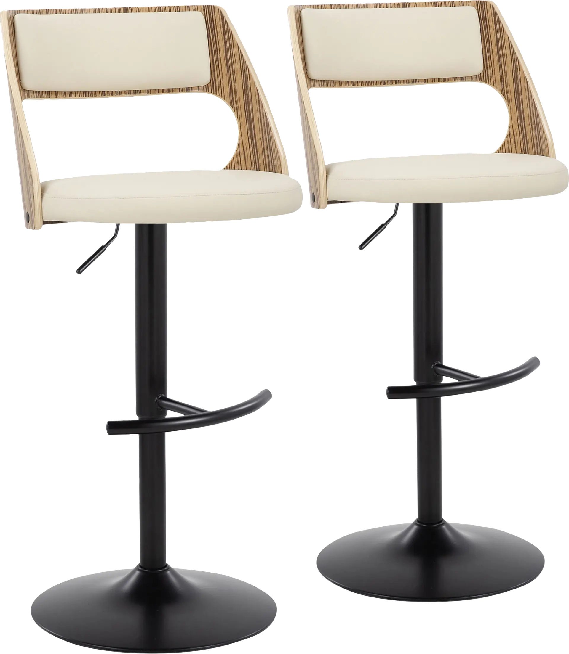 Woodstead II Cream Adjustable Swivel Barstool, Set of 2