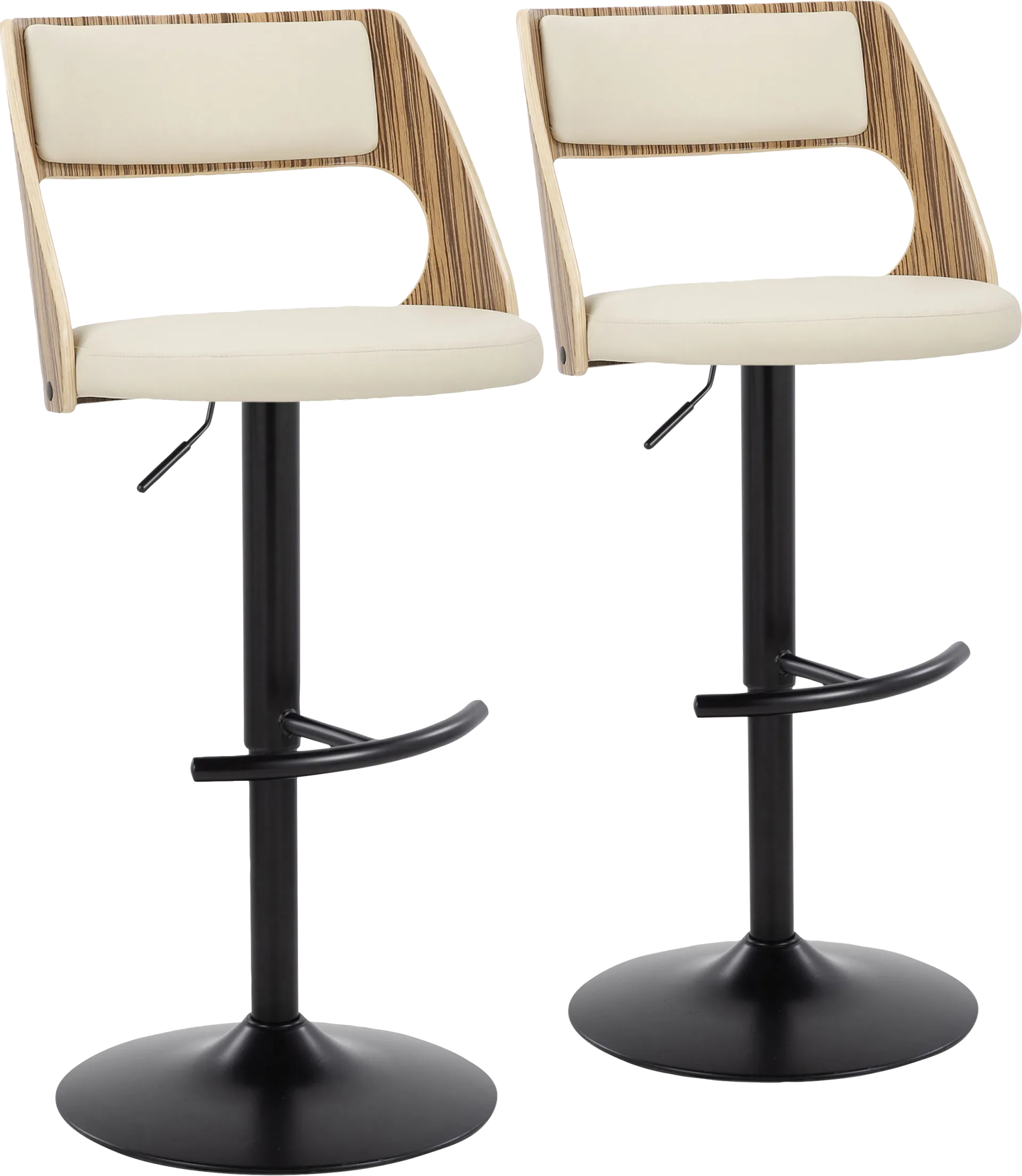 Woodstead II Cream Adjustable Swivel Barstool, Set of 2 - Image 1