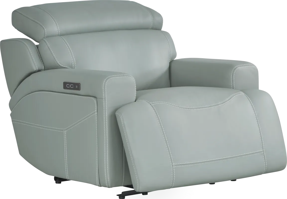 Alessio Mint Leather Dual Power Recliner