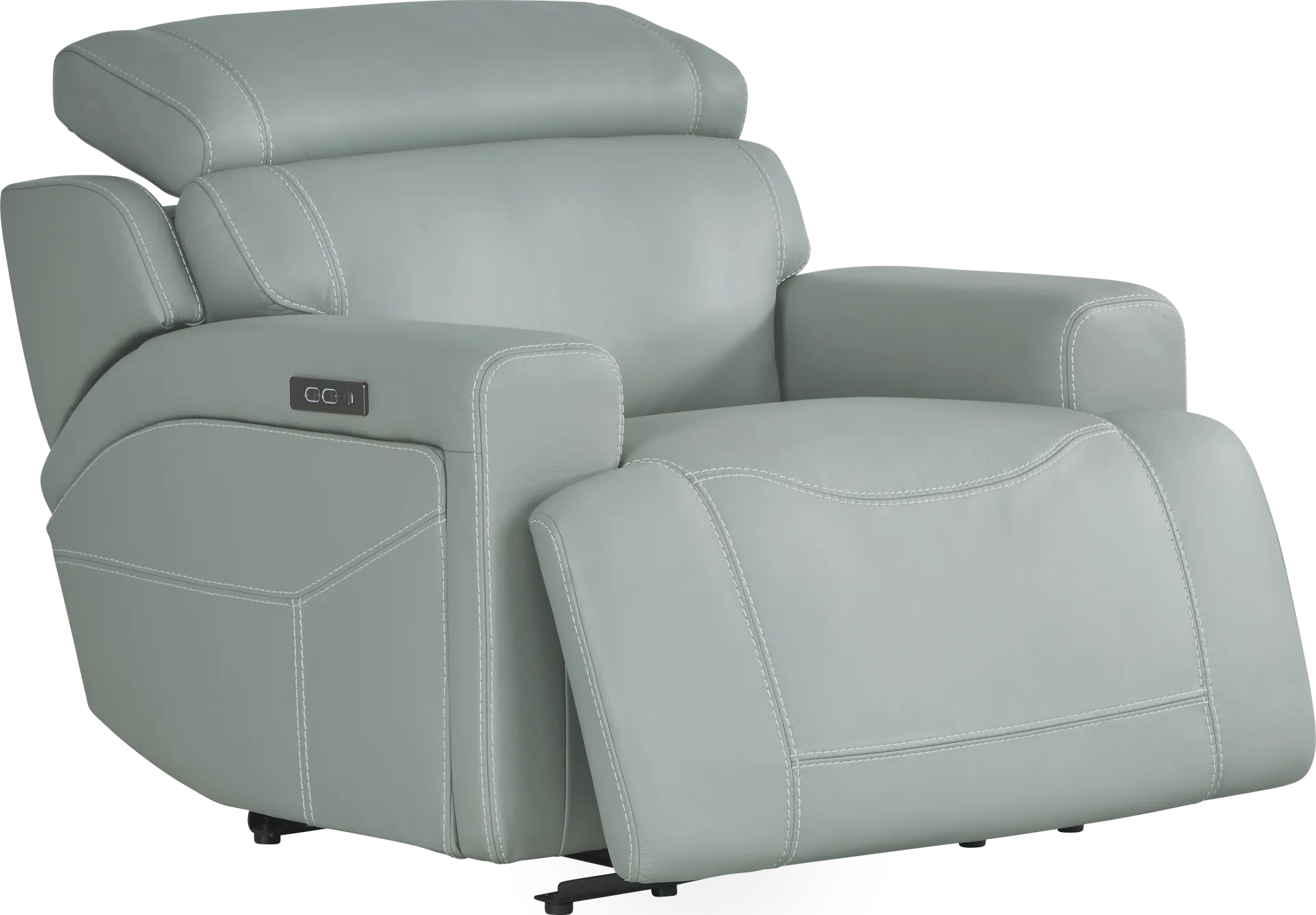 Alessio Mint Leather Dual Power Recliner - Image 1